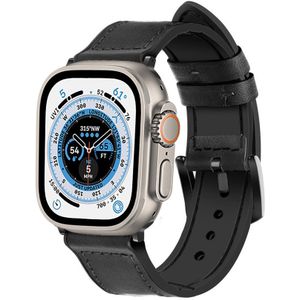 Strap-it Apple Watch Ultra leren hybrid gesp bandje (zwart)