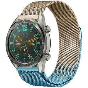 Strap-it Huawei Watch GT 2 Milanese band (blauw/goud)