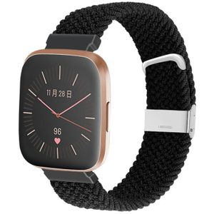 Strap-it Fitbit Versa gevlochten bandje (zwart)