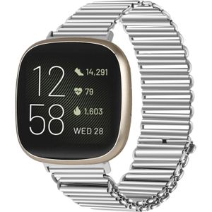 Strap-it Fitbit Versa 3 stalen loop bandje (zilver)