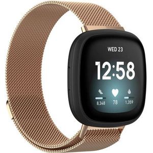 Strap-it Fitbit Versa 3 Milanese band (rosé goud)