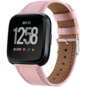 Strap-it Fitbit Versa leren bandje (roze)