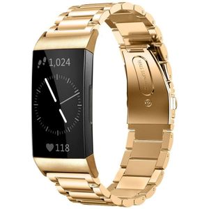 Strap-it Fitbit Charge 4 stalen band (goud)