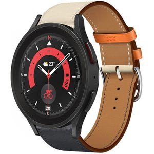 Strap-it Samsung Galaxy Watch 5 Pro leren bandje (wit/donkerblauw)
