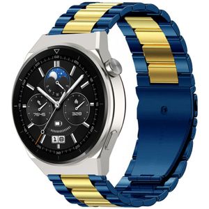 Strap-it Huawei Watch GT 3 Pro 46mm stalen band (blauw/goud)