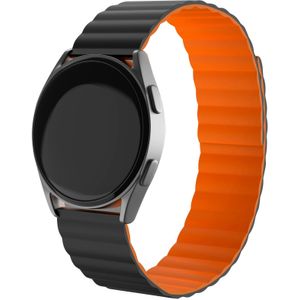 Strap-it Honor Magic Watch 2 magnetisch siliconen bandje (zwart/oranje)
