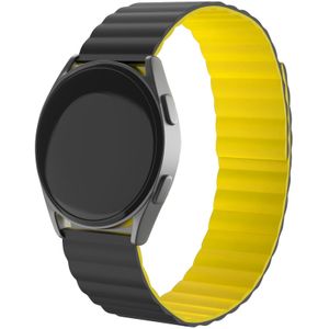 Strap-it Huawei Watch GT 3 Pro 43mm magnetisch siliconen bandje (zwart/geel)