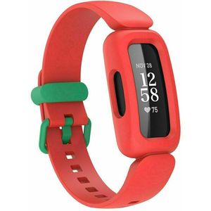 Strap-it Fitbit Ace 3 siliconen bandje (rood/groen)