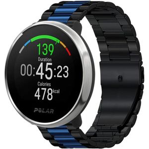 Strap-it Polar Ignite stalen band (zwart/blauw)