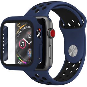 Strap-it Apple Watch sport band + TPU case (blauw/zwart)