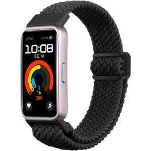 Strap-it Huawei Band 10 gevlochten bandje (zwart)