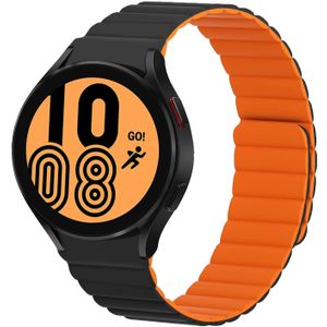 Strap-it Samsung Galaxy Watch 4 40mm magnetisch siliconen bandje (zwart/oranje)