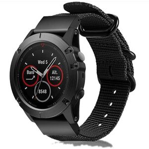 Strap-it Garmin Forerunner 945 nylon gesp band (zwart)