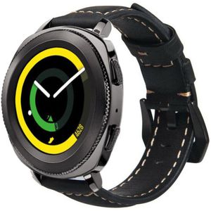 Strap-it Samsung Gear Sport leren bandje (zwart)