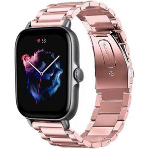 Strap-it Amazfit GTS 3 stalen band (rosé pink)