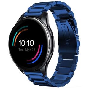 Strap-it OnePlus Watch stalen band (blauw)