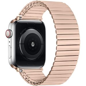 Strap-it Apple Watch 8 stalen rekband (rosé goud)