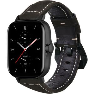 Strap-it Amazfit GTS 2 leren bandje (zwart)