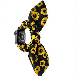 Strap-it Apple Watch Ultra Scrunchie Butterfly bandje (zonnebloemen)