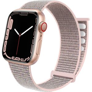 Strap-it Apple Watch 8 nylon loop bandje (roze)