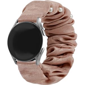 Strap-it Samsung Galaxy Watch 6 - 40mm scrunchie bandje (beige met parels)