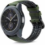 Strap-it Samsung Galaxy Watch siliconen / leren bandje 42mm (zwart/groen)