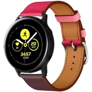 Strap-it Samsung Galaxy Watch active leren bandje (knalroze/roodbruin)