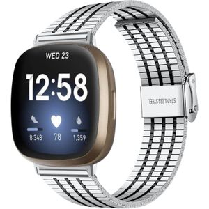 Strap-it Fitbit Versa 3 roestvrij stalen band (zilver/zwart)