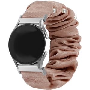 Strap-it Samsung Galaxy Watch 4 Classic 42mm scrunchie bandje (beige met parels)