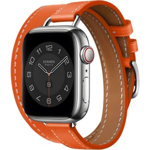 Strap-it Apple Watch leren double tour band (oranje)