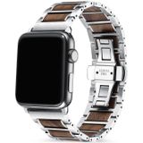 Strap-it Apple Watch stalen/houten bandje (zilver/bruin)