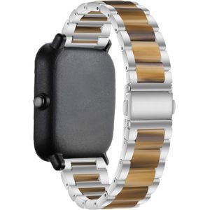 Strap-it Xiaomi Amazfit GTS stalen resin band (zilver/bruin)