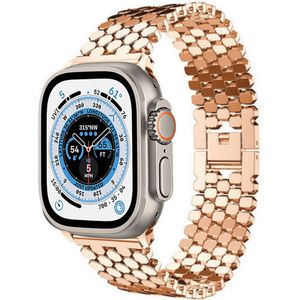 Strap-it Apple Watch Ultra stalen vis band (rosé goud)
