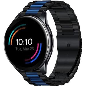 Strap-it OnePlus Watch stalen band (zwart/blauw)