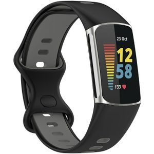 Strap-it Fitbit Charge 5 sport band (zwart/grijs)