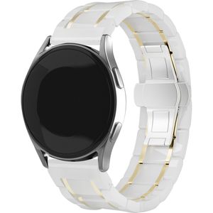 Strap-it Samsung Galaxy Watch 3 45mm keramiek stalen band (wit/goud)