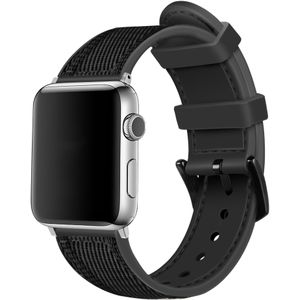 Strap-it Apple Watch 8 nylon hybrid bandje (zwart)