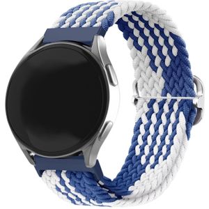 Strap-it Samsung Galaxy Watch 6 Classic 47mm verstelbaar geweven bandje (blauw/wit)