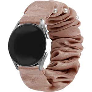 Strap-it Huawei Watch GT 2 42mm scrunchie bandje (beige met parels)