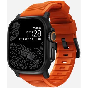 Nomad Rugged Apple Watch siliconen bandje (zwart/ultra orange)