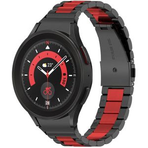 Strap-it Samsung Galaxy Watch 5 Pro stalen schakel band (zwart/rood)
