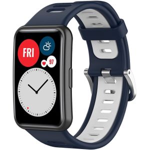 Strap-it Huawei Watch Fit New sport gesp bandje (blauw/wit)