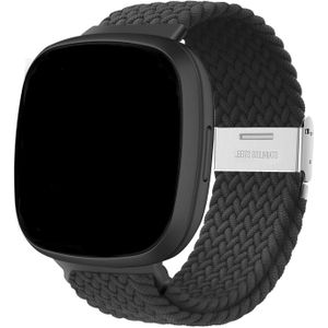 Strap-it Fitbit Sense verstelbaar gevlochten bandje (zwart)