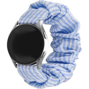 Strap-it Samsung Galaxy Watch 4 44mm scrunchie bandje (blauw gestreept)