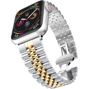 Strap-it Apple Watch 8 Jubilee stalen band (zilver/goud)