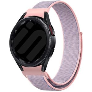 Strap-it Samsung Galaxy Watch 4 Classic 46mm 'One push' nylon band (roze)