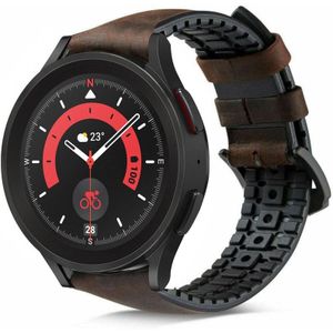 Strap-it Samsung Galaxy Watch 5 Pro siliconen / leren bandje (bruin)