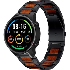 Strap-it Xiaomi Mi Watch houten/stalen band (zwart)