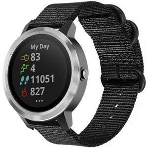 Strap-it Garmin Vivoactive 3 nylon gesp band (zwart)