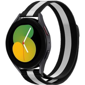 Strap-it Samsung Galaxy Watch 5 - 40mm Milanese band (zwart/wit)